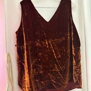 Anne Taylor Loft Crushed Velvet Tank Top Luxurious Rust Colored Velvet Blouse